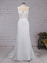 Elegant Trumpet/Mermaid Illusion Chiffon Watteau Train Wedding Dress With Appliques Lace