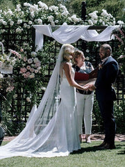 Elegant Trumpet/Mermaid V-neck Lace Court Train Wedding Dress