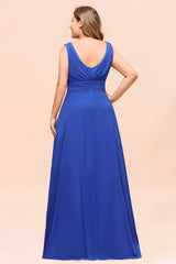 Elegant V-Neck Sleeveless Chiffon Plus Size Bridesmaid Dress-27dress