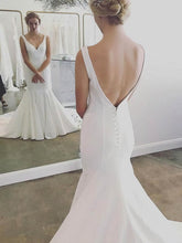 Elegant V-neck Trumpet/Mermaid Stretch Crepe Sweep Train Wedding Dresses