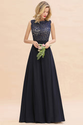 Exquisite Scoop Chiffon Lace Bridesmaid Dresses with V-Back-27dress