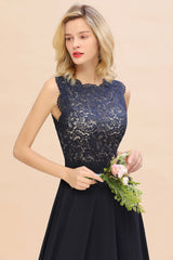 Exquisite Scoop Chiffon Lace Bridesmaid Dresses with V-Back-27dress