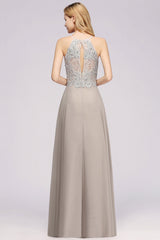 Exquisite Sleeveless Slit Lace Affordable Bridesmaid Dresses with Beadings-27dress