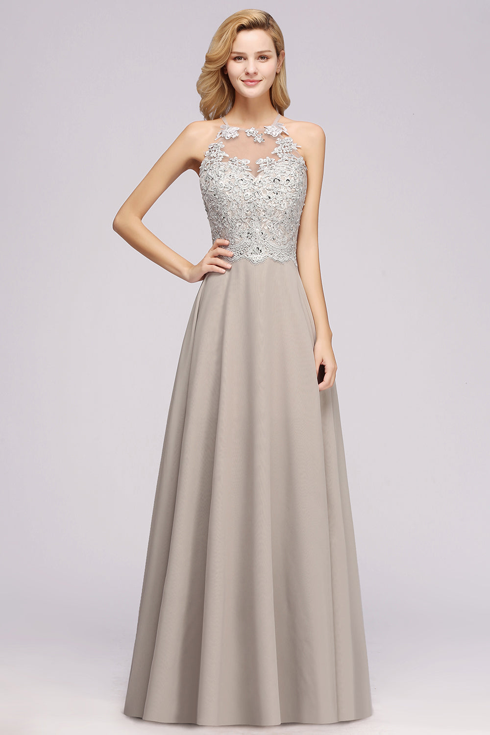 Exquisite Sleeveless Slit Lace Affordable Bridesmaid Dresses with Beadings-27dress