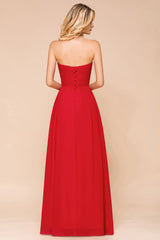 Exuqisite Sweetheart Ruffle Red Bridesmaid Dresses with Appliques-27dress