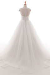 Eye-catching V-neck Tulle A-line Wedding Dress On Sale-27dress