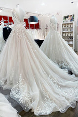 Eye-taking Jewel Tulle Lace Appliques Ruffles A-Line Wedding Dresses-27dress