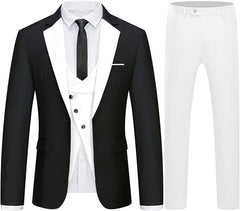 Fancy Black And White Three Pieces Men Suits For Prom
