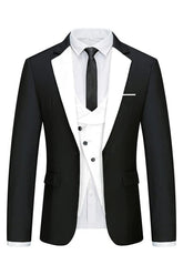 Fancy Black And White Three Pieces Men Suits For Prom