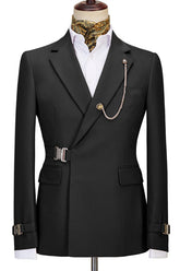 Fancy Notched Lapel Black Prom Suits For Men