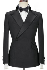 Fancy Peaked Lapel Two Pieces Black Prom Suits