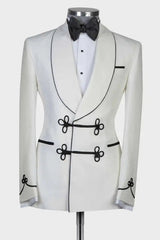 Fancy White Shawl Lapel Two Pieces Men Suits For Wedding