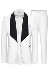 Fancy White Three Pieces Shawl Lapel Men Suits For Wedding