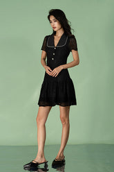 27Dress Fashion Black Short Sleeves V-neck Short Dresses