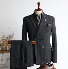 Fashion Double Breasted Stripe Two Pieces Men Suits For Business