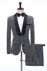 Fashion Shawl Lapel Two Pieces Gray Wedding Suits For Men