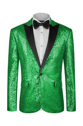 Fashion Green Sequins Two Pieces Men Suits For Prom