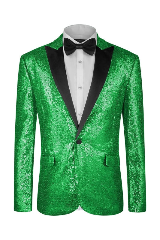 Fashion Green Sequins Two Pieces Men Suits For Prom