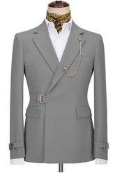 Fashion Light Gray Notched Lapel Men Suits For Prom