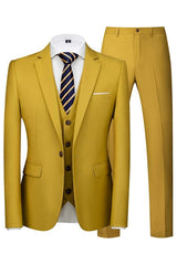 Fashion Mustard Notched Lapel Three Pieces Men Suits For Prom