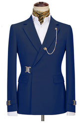 Fashion Navy Blue Notched Lapel Business Men Suits