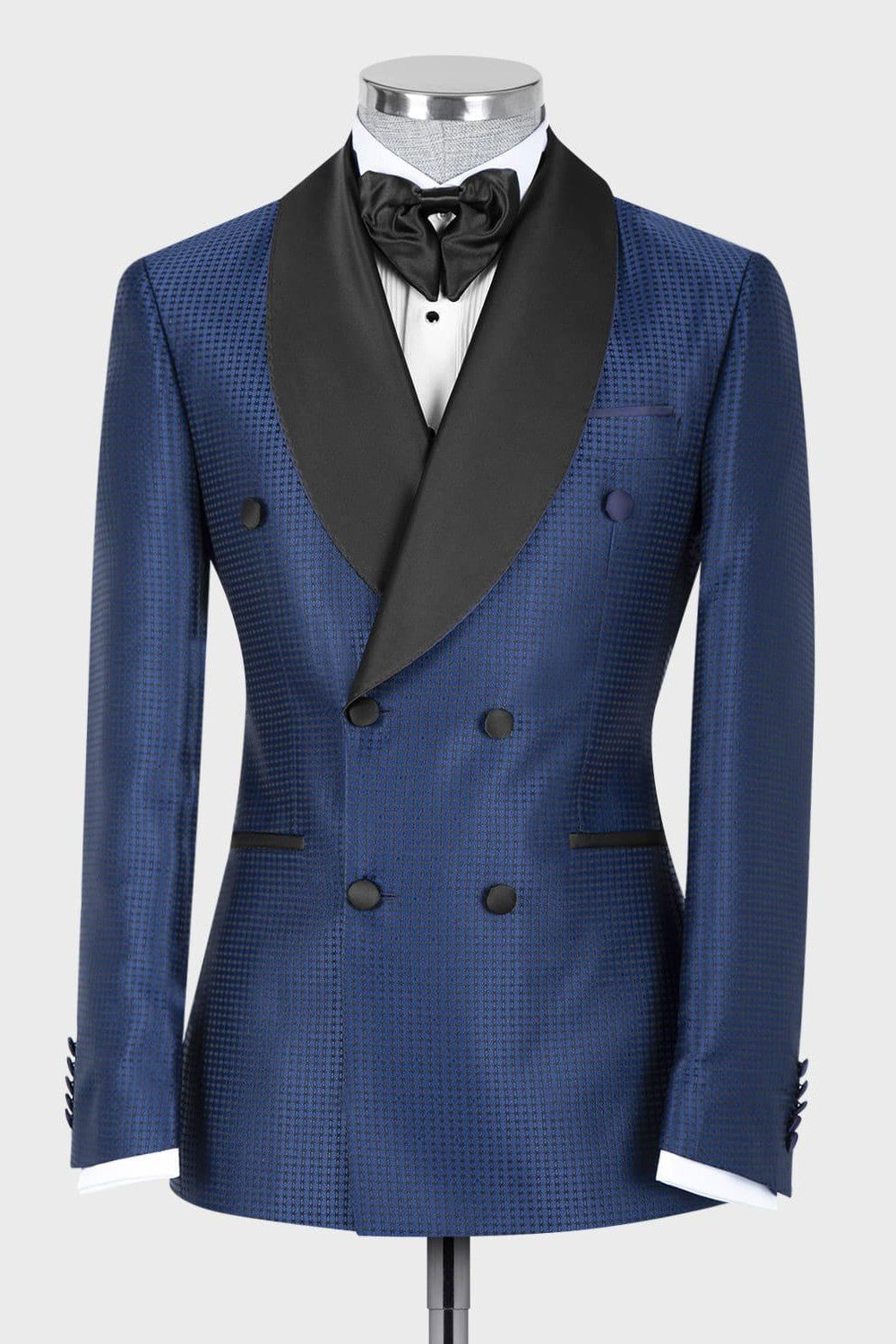 Fashion Double Breasted Shawl Lapel Navy Wedding Suits