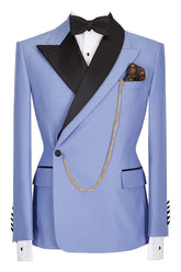 Fashion Purple Peaked Lapel Two Pieces Men Suits For Prom