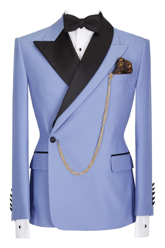 Fashion Purple Peaked Lapel Two Pieces Men Suits For Prom