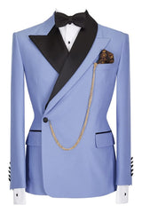 Fashion Purple Peaked Lapel Two Pieces Men Suits For Prom