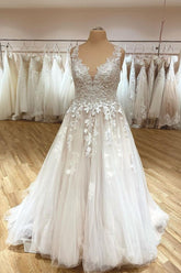 Fashion Tulle Wedding Dress Lace Appliques On Sale-27dress