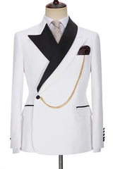 Fashion Peaked Lapel Bespoke White Wedding Suits for Men