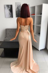Chic Pink Evening Dress with Applique Belt and Hollowing Out Slit