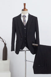 Formal All Black 3 Pieces Slim Fit Custom Business Suit For Men