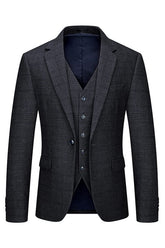 Formal Black Notched Lapel Three Pieces Men Suits For Business