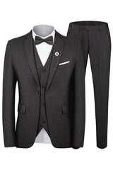 Formal Notched Lapel Three Pieces Men Black Wedding Suits