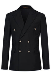 Formal Peaked Lapel Double Breasted Black Business Suits