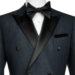 Formal Peaked Lapel Double Breasted Black Wedding Suits