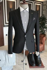 Formal Peaked Lapel Black Prom Suits For Men