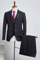 Formal Black Plaid Slim Fit Custom Business Suit For Men