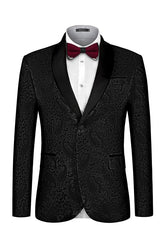 Formal Shawl Lapel Jacquard Black Wedding Suits For Men