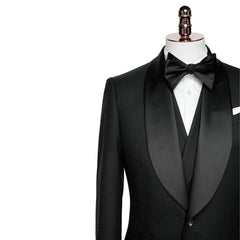Formal Shawl Lapel Three Pieces Black Wedding Suits