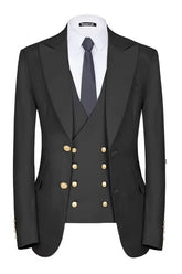 Formal Black Three Pieces Single Breasted Men Suits For Business