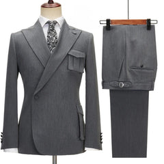 Formal Peaked Lapel Bespoke Gray Prom Suits
