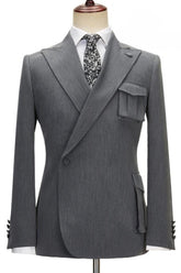 Formal Peaked Lapel Bespoke Gray Prom Suits
