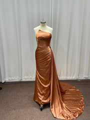 27DRESS Formal Sleeveless Crew Neck Evening Dresses with Side Train