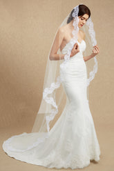 Free Two Tiered Veil for Bridal Women Wedding Veils With Lace-27dress