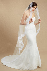 Free Two Tiered Veil for Bridal Women Wedding Veils With Lace-27dress