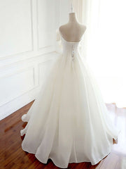 Glamorous Ball Gown Floor Length Wedding Dress with Organza Bow