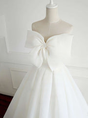 Glamorous Ball Gown Floor Length Wedding Dress with Organza Bow