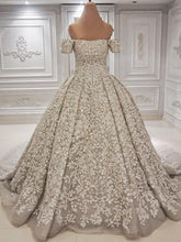 Glamorous Bateau Shortsleeves A-line Wedding Dresses Tulle Ruffles Bridal Gowns With Appliques Online-27dress